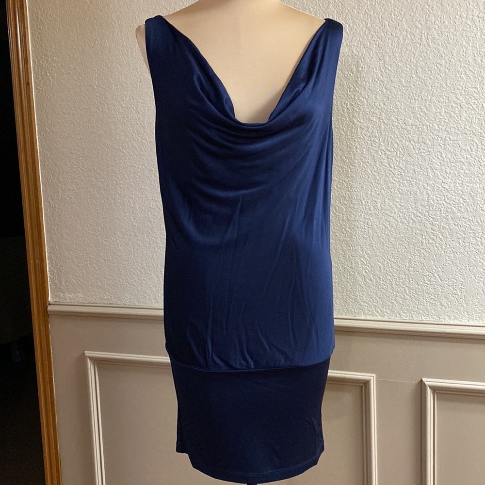 Diane von Furstenberger navy Hermia drape neck sleeveless mini dress‎ top